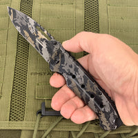 Tac-Force Evolution Heavy Duty Black / Grey / Tan Stonewashed Forest Camouflage Spring Assisted Tactical Knife 4"
