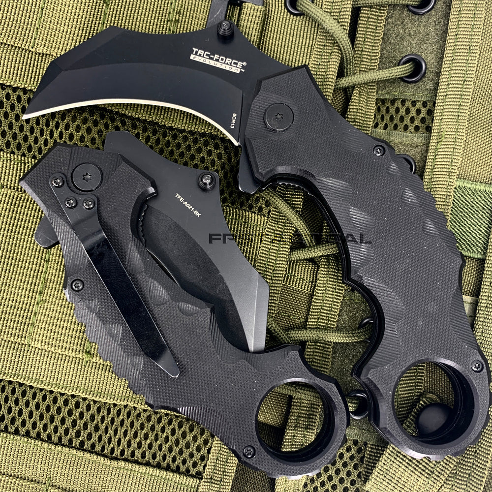 Tac-Force Evolution Heavy Duty Karambit Spring Assisted Tactical Knife Black w/ G10 Scales 3