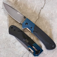 MTech USA Ball Bearing Gray / Black / Blue Manual Folding Pocket Knife w G10 Scales 3.75"
