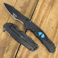 Dark Side Black & Blue Dragons Eye Spring Assisted Fantasy Pocket Knife 3.5"
