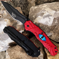 Dark Side Red & Black Dragons Eye Spring Assisted Fantasy Pocket Knife 3.5"