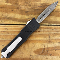 FPSTACTICAL Argentine Dual Edge OTF Knife Black & Silver w Damascus Blade and Rubberized Handle 3.5"
