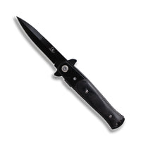 Falcon Compact Satin Black on Black Ash Pakkawood Spring Assisted Stiletto Knife 3" KS1106BK