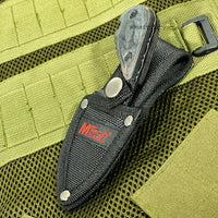 Mtech USA Black Ash / Gray Stonewash Miniature Full Tang Fixed Blade Knife w Snap Lock Sheath 2.5"