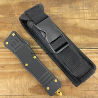 FPSTACTICAL Aureate OTF Knife Black & Gold w Damascus Blade and Rubberized Handle 3.5"