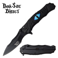 Dark Side Black & Blue Dragons Eye Spring Assisted Fantasy Pocket Knife 3.5"
