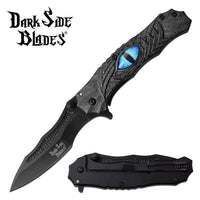 Dark Side Black & Gray Dragons Eye Spring Assisted Fantasy Pocket Knife 3.5"
