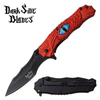 Dark Side Red & Black Dragons Eye Spring Assisted Fantasy Pocket Knife 3.5"