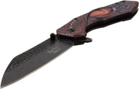 Dark Side Matte Gray & Red Dragons Eye Spring Assisted Fantasy Pocket Knife w Dragon Scale Molding 3.5"
