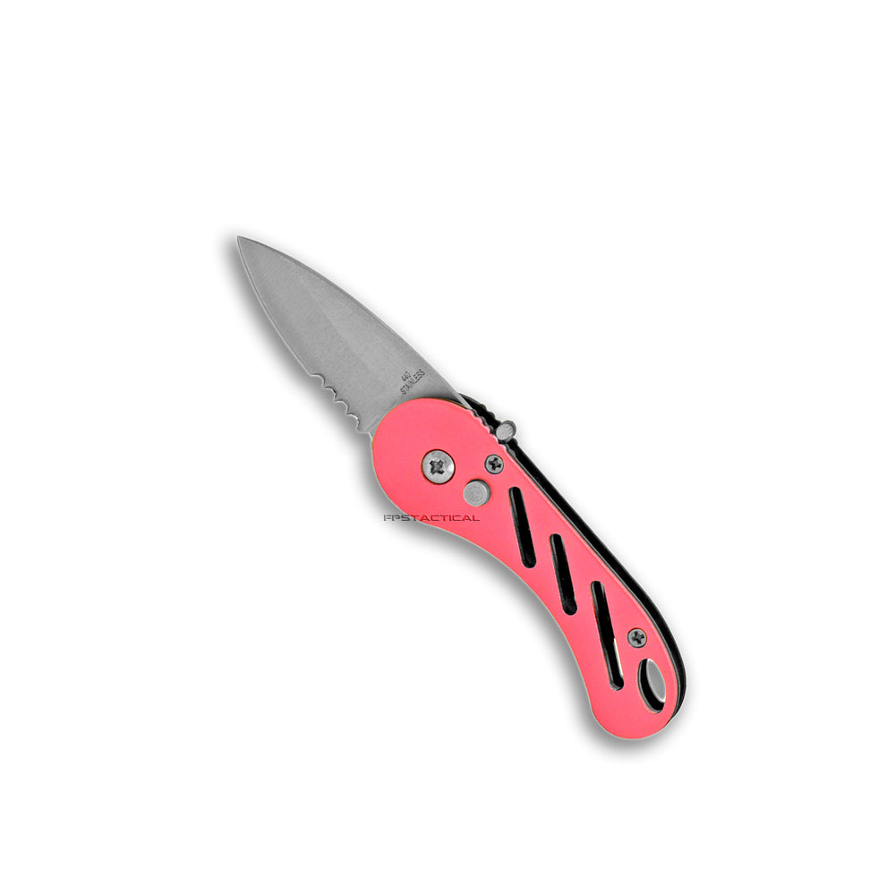 FPSTACTICAL Epitome Miniature Pink and Silver Switchblade Knife 1.9