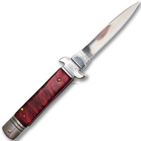 FPSTACTICAL Muave Silver Mirror and Burgundy Marble Switchblade Knife 3.4"
