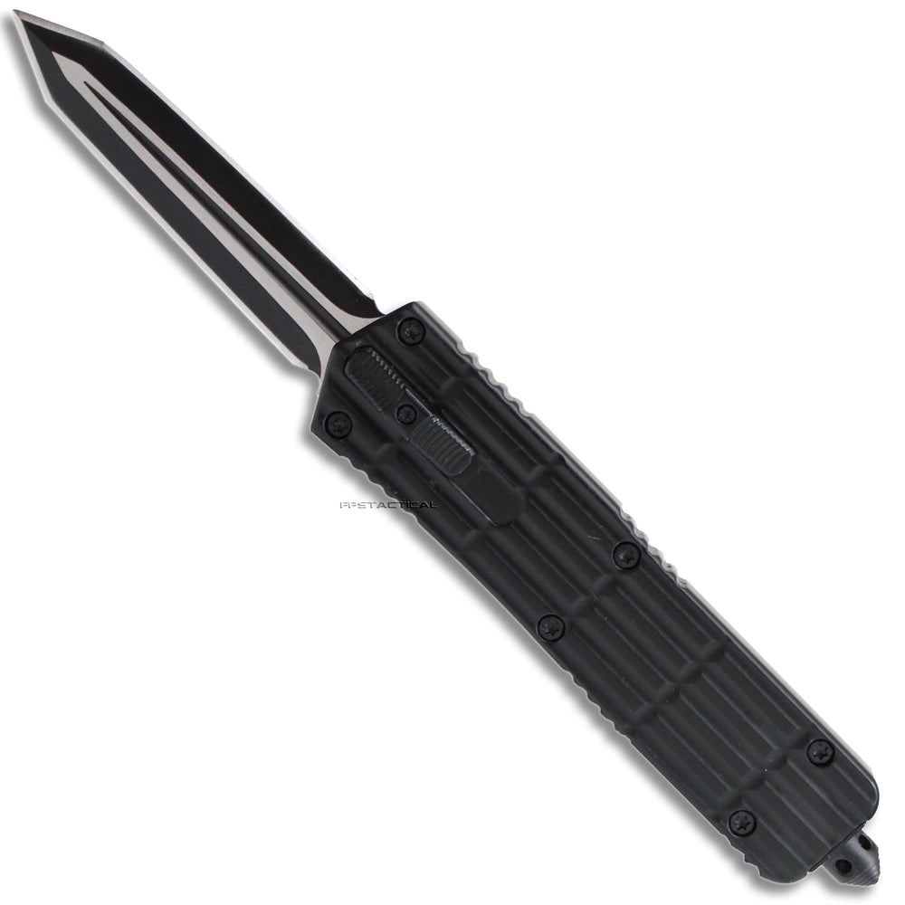 FPSTACTICAL Periphery OTF Dual Edge Black and Silver Knife 3.5