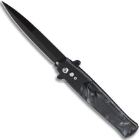FPSTACTICAL Taonga Black on Black Pearlex Switchblade Stiletto Knife 4"