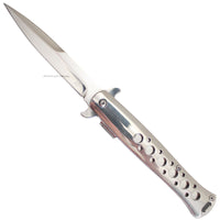 Falcon Chrome / Mirror Finish Spring Assisted Stiletto Knife 4"
