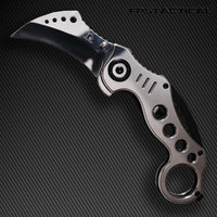 Falcon Mirror Finish / Chrome Silver Karambit Spring Assisted Tactical Knife 2.5"
