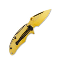 Falcon Mirror Finish Gold and Black Compact Spring Assisted Knife 2.5"
