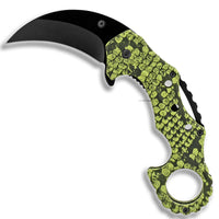 Falcon Black & Green Snakeskin Karambit Spring Assisted Knife with ABS Scales 2.5"
