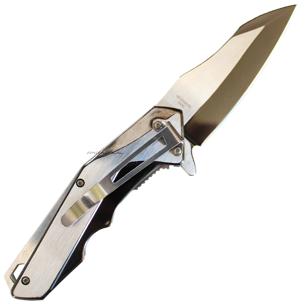 Falcon Reverse Tanto Gun Metal Heavy Duty Spring Assisted Knife Silver ...