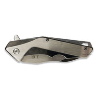 Falcon Reverse Tanto Gun Metal Heavy Duty Spring Assisted Knife Silver and Grey (Pewter) 3.75"
