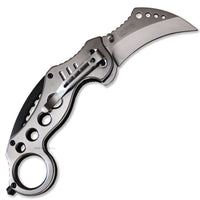 Falcon Mirror Finish / Chrome Silver Karambit Spring Assisted Tactical Knife 2.5"