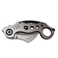 Falcon Mirror Finish / Chrome Silver Karambit Spring Assisted Tactical Knife 2.5"
