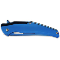 Falcon KS4525BL Trailing Point Blue Chrome Mirror Finish Spring Assisted Fishing & Hunting Knife 4"