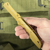 MTech USA Gold Tinite Coated Cleaver Spring Assisted Stainless Steel Pocket Knife 3.5"
