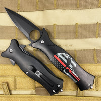 Pacific Solutions USA American Flag Punisher Skull Spring Assisted Stiletto Knife 3.5" KS2568JU
