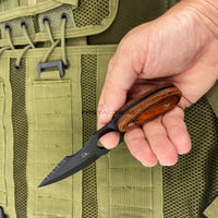 Falcon Black & Wood Full Tang Hunting / Carving Fixed Blade Knife w Sheath 2.5"
