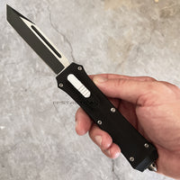 FPSTACTICAL Efficacy OTF Knife Black & Silver w Tanto Blade and Rubberized Handle 3.5"