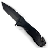 Pacific Solutions KS4261BK-1 Spring Assisted Tactical Rescue Knife Brushed Black  3.75"
