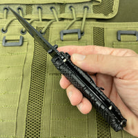 Pacific Solutions KS1696BK Black Honeycomb Grooved Spring Assisted Tactical Knife 3.75"