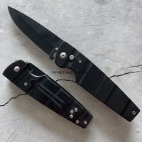 FPSTACTICAL Exert Heavy Duty Black on Black Drop Point EDC Switchblade Knife 3.5"