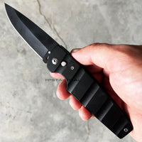 FPSTACTICAL Exert Heavy Duty Black on Black Drop Point EDC Switchblade Knife 3.5"