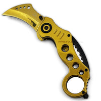 Falcon KS3393GD Mirror Finish / Chrome Gold Karambit Spring Assisted Tactical Knife 2.5"