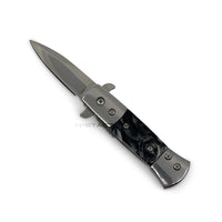Pacific Solutions KS3336S-NP Miniature Gray Marble Mirror / Chrome Spring Assisted Stiletto Knife 1.75"
