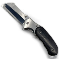 Falcon Classic KS3301CB Chrome Silver and Gray Ash Wood Cleaver Spring Assisted Knife 3.25"