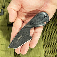 Mtech USA Black Ash / Gray Stonewash Miniature Full Tang Fixed Blade Knife w Snap Lock Sheath 2.5"