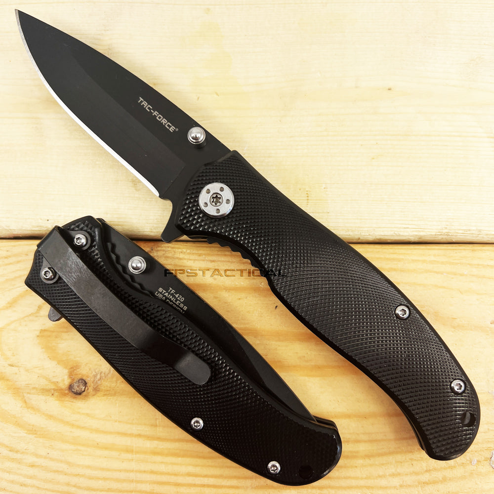 Tac-Force Classic Black Spring Assisted Compact Pocket Knife w Aluminum G10 Style Scales TF-420BK 3