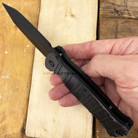 Pacific Solutions Groove Molded Enhanced Grip Spear Point Black Spring Assisted Knife 3.75"
