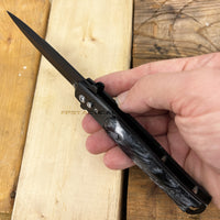 FPSTACTICAL Taonga Black on Black Pearlex Switchblade Stiletto Knife 4"