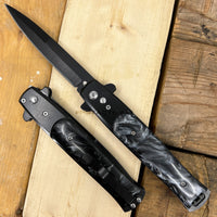 FPSTACTICAL Taonga Black on Black Pearlex Switchblade Stiletto Knife 4"
