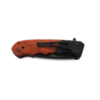 Falcon KS33298RW Compact Drop Point Black and Cherry Wood Spring Assisted Knife 3"
