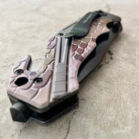 Tac-Force Snakeskin Spring Assisted Tactical Rescue Knife Black / Purple / Grey / Green 3.5"