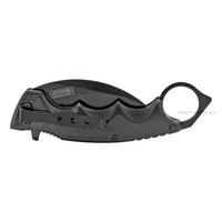 Falcon KS3329BK All Black Karambit Spring Assisted Tactical Knife with Glass Breaker 3"