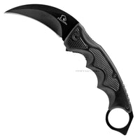 Falcon KS3329BK All Black Karambit Spring Assisted Tactical Knife with Glass Breaker 3"