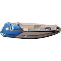 MTech USA Ball Bearing Chrome / Silver / Blue Manual Folding Pocket Knife w Tinite Coating 3.5"
