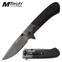 MTech USA MT-1067GY Ball Bearing Gray / Black Manual Folding Pocket Knife w G10 Scales 3.75"