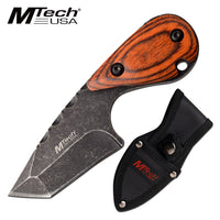 Mtech USA Black / Gray Stonewash Miniature Full Tang Fixed Blade Knife w Snap Lock Sheath 2.5"
