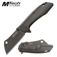 MTech USA Gray Tinite Coated Cleaver Spring Assisted Stainless Steel Pocket Knife 3.5" MT-A1001GY
